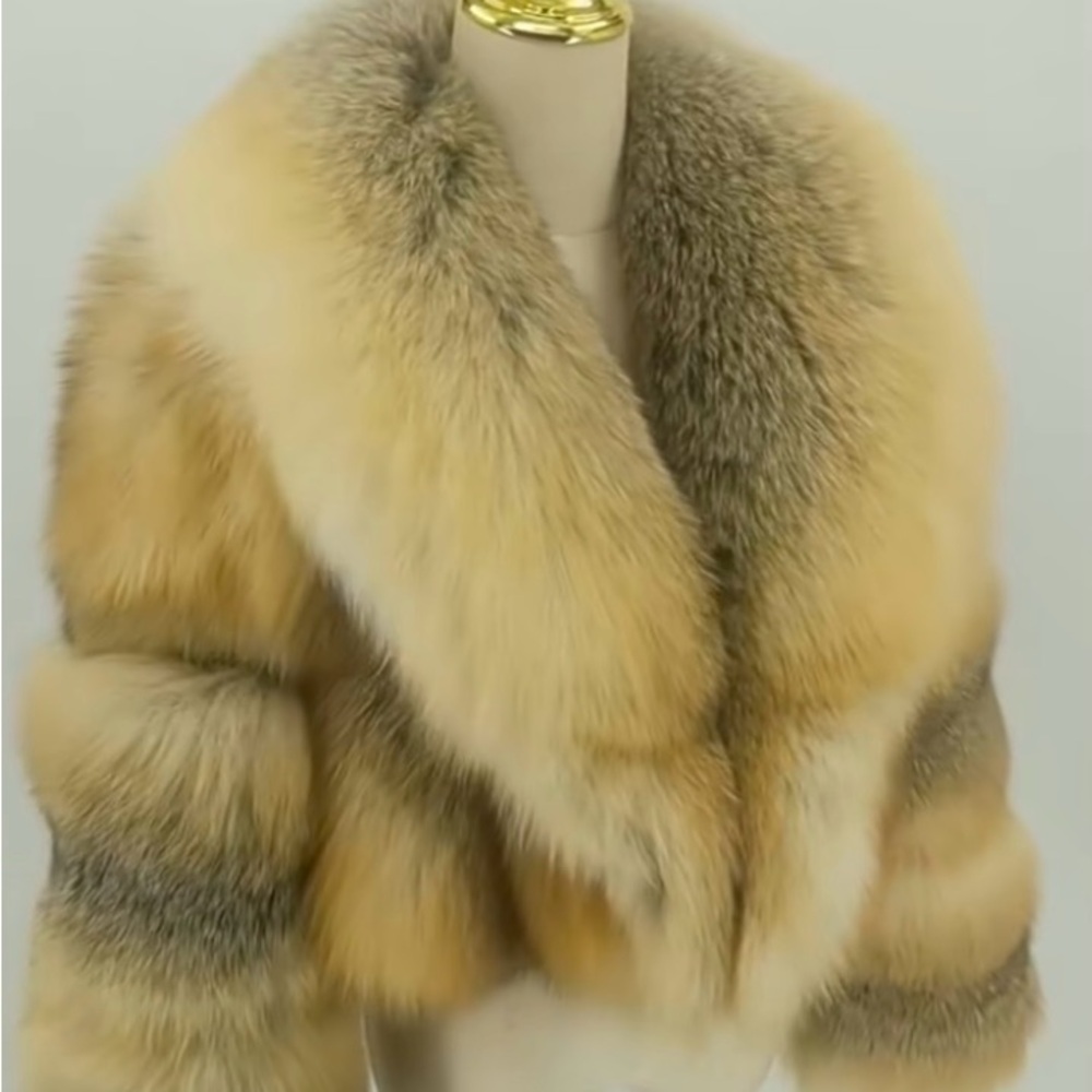 Cream Teddy Jacket with Plush Fur Collar and Voluminous Sleeves
